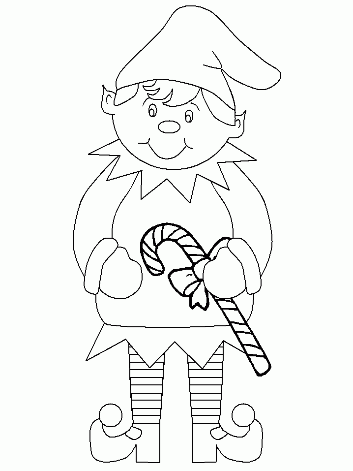 Elf z cukierkiem kolorowanka do druku